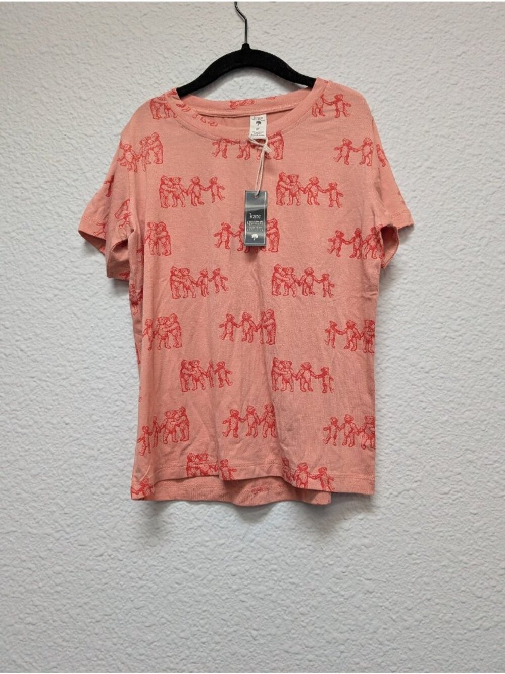 Kate Quinn Teddy Bear Family Print T-Shirt Short Sleeve Boxy Tee 8Y Bamboo